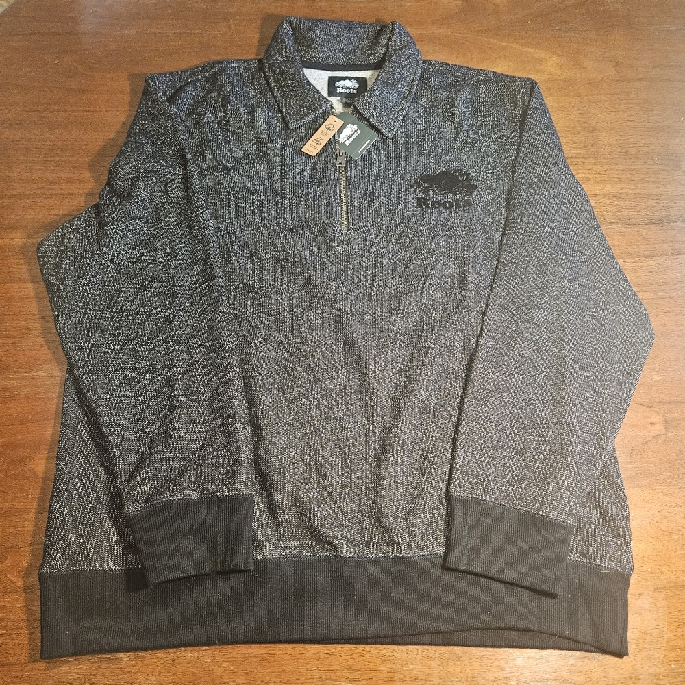 Roots half zip sweater Pepper Black NWT Men's XL